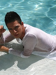 Latin boy Rio Rojo masturbates in the pool. by BF Collection image #11