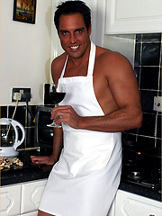 Cooking in the nude makes Marcello's cock rock solid