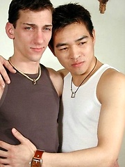 Sexy Asian boy and hot white stud sucks each others big hard cock
