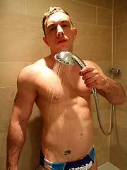 Getting wet with our muscley mate Victor Crace
