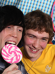 Tyler Bolt and Josh Bensan hooking up with a lollipop and nice meaty cocks!