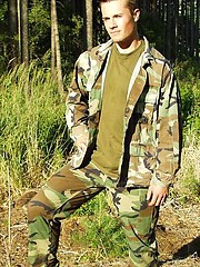Straight military man outdoors