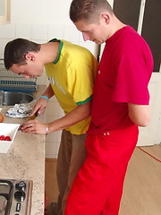 Cute twinks fucking in the kitchen