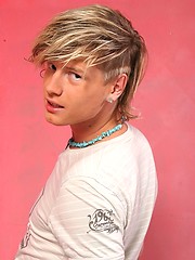 Blonde twink shows his cock