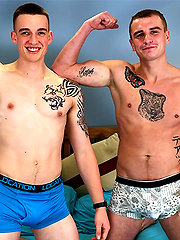 Ex-Army Hunk is Wanked by Another Guy & it's Muscular Charles Playing with his Uncut Cock!