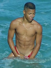 Black young twink with wash board abs and thick cock