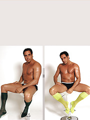 Marcello modelling for a sexy sock shoot in milan