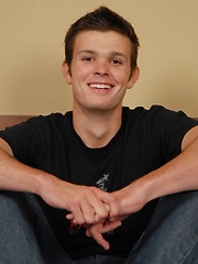 Smooth college guy Brady stroking his firm cock.