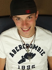 Cute college boy Danny Bowman jerking off on sofa.