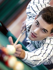 Dirty-Fuckers: Forget Billiards. These Two Studs Wanna Empty Their Balls Into Yuri Adamov&rsquo;s pockets!