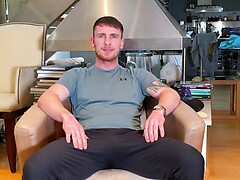 Straight Young Muscular Lad Shows off his Body & Wanks his Hard Uncut Cock & Cums!