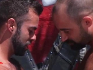 Four muscled guys Butch Grand, Steve Cruz, Dillon Buck and Dan Vega fucking outdoors