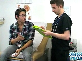 College boy gets down to his underwear in the doctor\\\'s office.