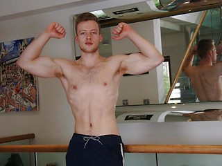 Straight & Ripped Personal Trainer Parker Ward Pumps his Uncut Cock & Shoots his Load Everywhere!