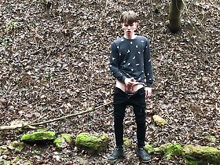 Horny BOY Stroking his Big Dick Outdoor in SNOWY WEATHER / Cute Boy /school