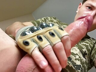 Straight Military Jock Jerking his Big Dick (23 Cm) after Training in the Camp / Monster Cock / Hot