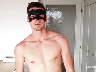 Young Masked Amateur Strokes Uncut Cock