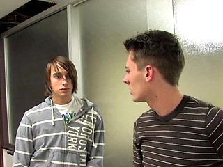 Sexy cock sucking at the doctor office while other twink watch everything