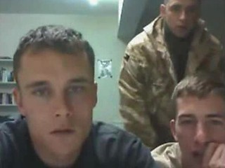Soldiers strip down flaunting their cocks and egg each other on flashing ass and pretending to jerk each other off