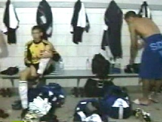 EricDeman catches a hot footballer in the locker room adjusting his towel just before being interviewed and inadvertently revealing his big wet cock.