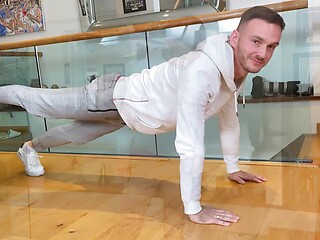 Young & Hung Footballer Shows off his Lean Body & Wanks his Big Uncut Cock with a Helping Hand!