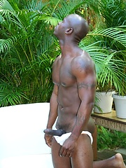 Ebony stud Brain shows his boner outdoors by ManAvenue image #6