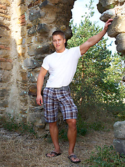 Muscl stud Jozo jerking off outdoors by ManAvenue image #7