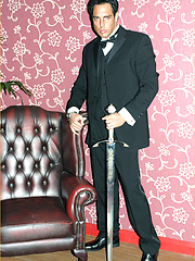 Marcello smoking a cigar in his tuxedo and then rubbing his hard dick by With Marcello image #8