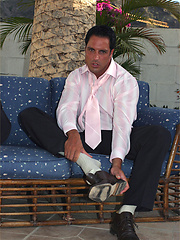 Marcello masturbating his hard cock and then pissing outdoors by With Marcello image #8
