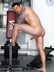 This gym hunk loves to get oilled up and masturbate by With Marcello image #7