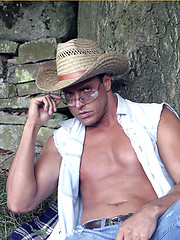 Horny cowboy Marcello pulls his cock hard outdoors by With Marcello image #5
