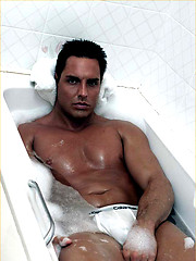 Marcello gets wet in the bath as he wanks his big cock by With Marcello image #7