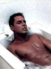 Marcello gets wet in the bath as he wanks his big cock by With Marcello image #7