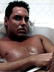 Marcello gets wet in the bath as he wanks his big cock by With Marcello image #7
