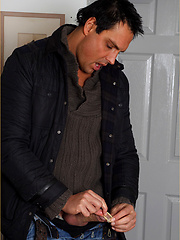 Horny Marcello masturbates his big cock inside a condom by With Marcello image #6