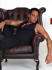 Hunky Marcello spreads his legs open and plays with his big cock by With Marcello image #8