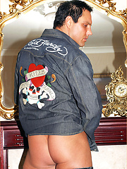 Marcello the stud strips out of his denim outfit and wanks his cock by With Marcello image #6