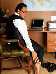 Office hunk Marcello plays with his cock and feet by With Marcello image #8