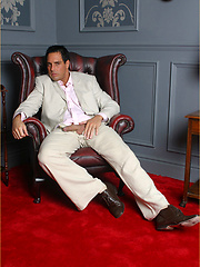 Marcelllo wearing a white suit and jerking his big dick by With Marcello image #7