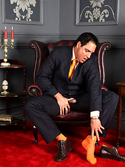 Well dressed Marcello takes out his cock for a messy wank by With Marcello image #8