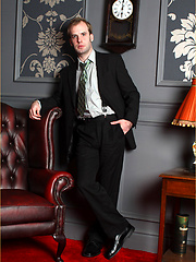 Horny gay guy in a suit wanking his cock by With Marcello image #4
