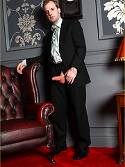 Horny gay guy in a suit wanking his cock by With Marcello image #4