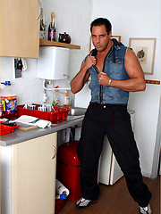 Marcello the stud gets horny in the kitchen and masturbates by With Marcello image #6