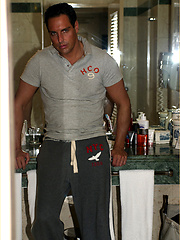 Marcello strips down and masturbates his big cock by With Marcello image #5
