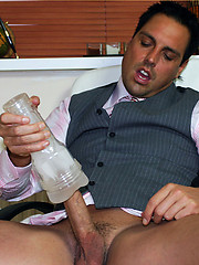 Hunky Marcello wearing a suit and wanking his cock with a fleshlight by With Marcello image #7