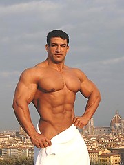 Tarek posing outdoors by Muscle Gallery image #8