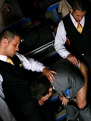 A pair of worthy boners stuck in one gay throat by Men at Play image #5
