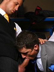 A pair of worthy boners stuck in one gay throat by Men at Play image #5