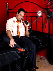 Marcello ties up an intruder and gets his cock sucked hard by With Marcello image #7