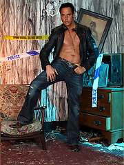 Marcello the hunk wearing tight leather and masturbating by With Marcello image #7